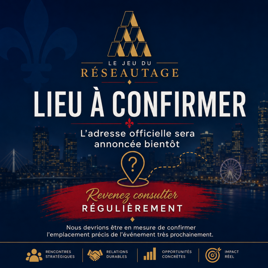 Lieu de l’événement — confirmation à venir— Expérience de réseautage WE